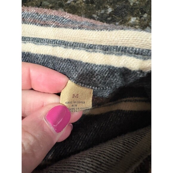 RedHead Ranch Flannel Shirt Mens M Gray Brown Cream Striped Button-Up - Picture 7 of 10